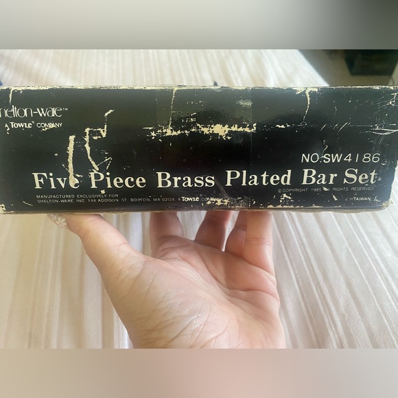 Midcentury Marble and Brass Plated Bar Tool Set By Shelton-Ware, Made in Taiwan - Picture 2 of 8